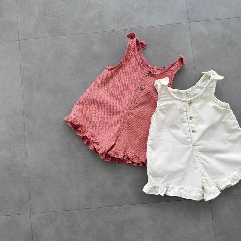 Baby Clothing Usa - HY2831 Girls Summer Romper with Bib