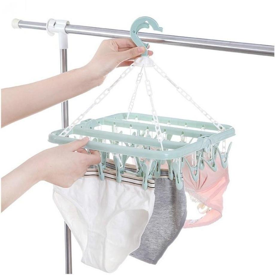 1 Pcs 32 Clips Folding Clothes - Baby Clothing Hanging Rack 评论和价格