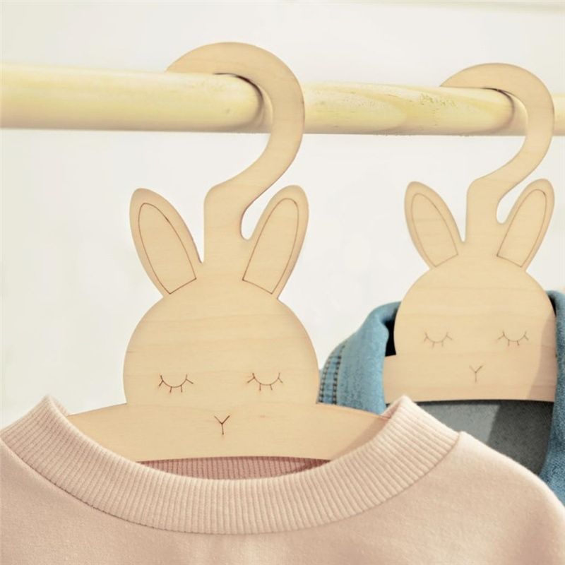 ABJI-20PCS Cute Wooden Clothes - Baby Clothing Hanging Rack 评论和价格
